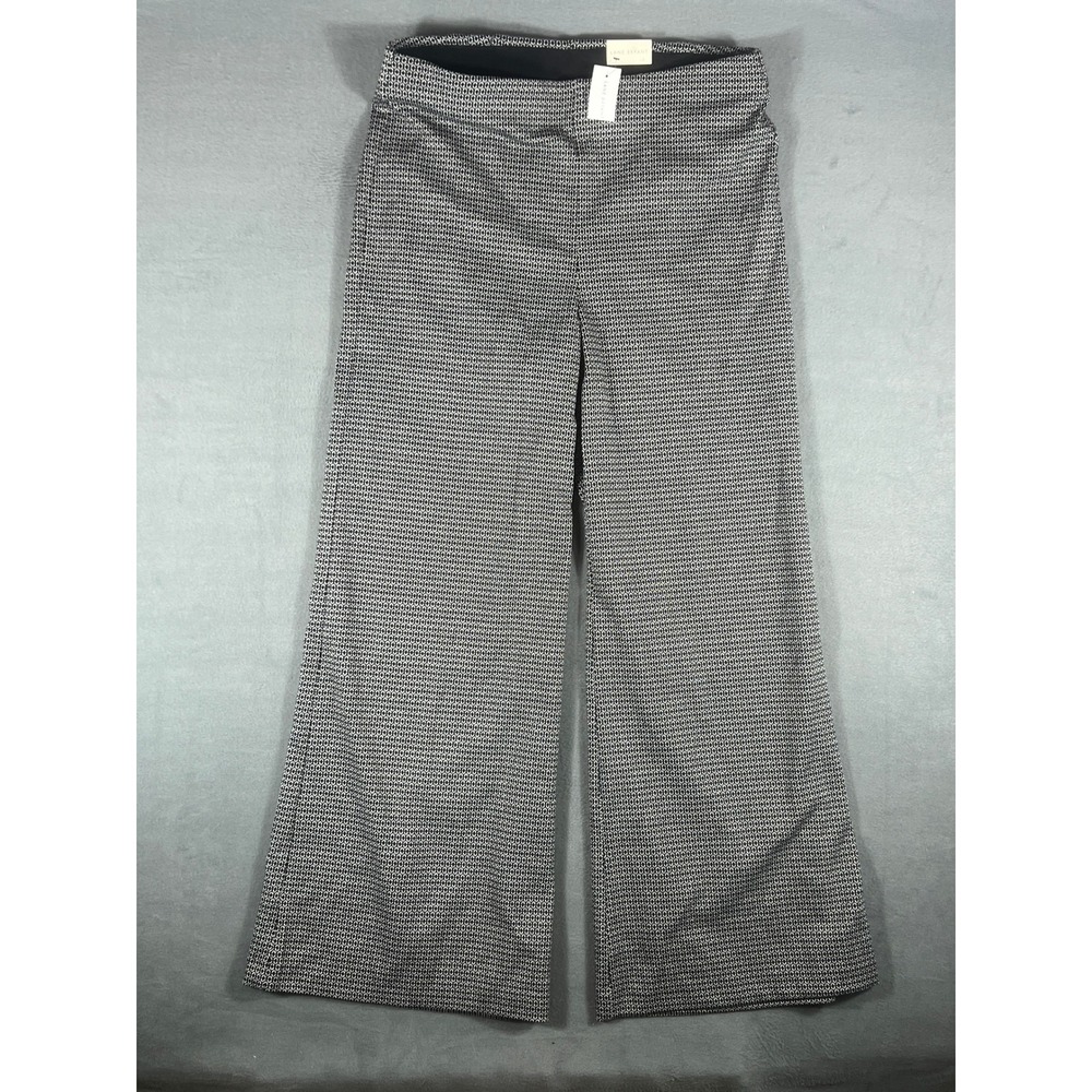 Lane Bryant Womens Wide Leg Pants 14 Black White Geometric Pull On NWT